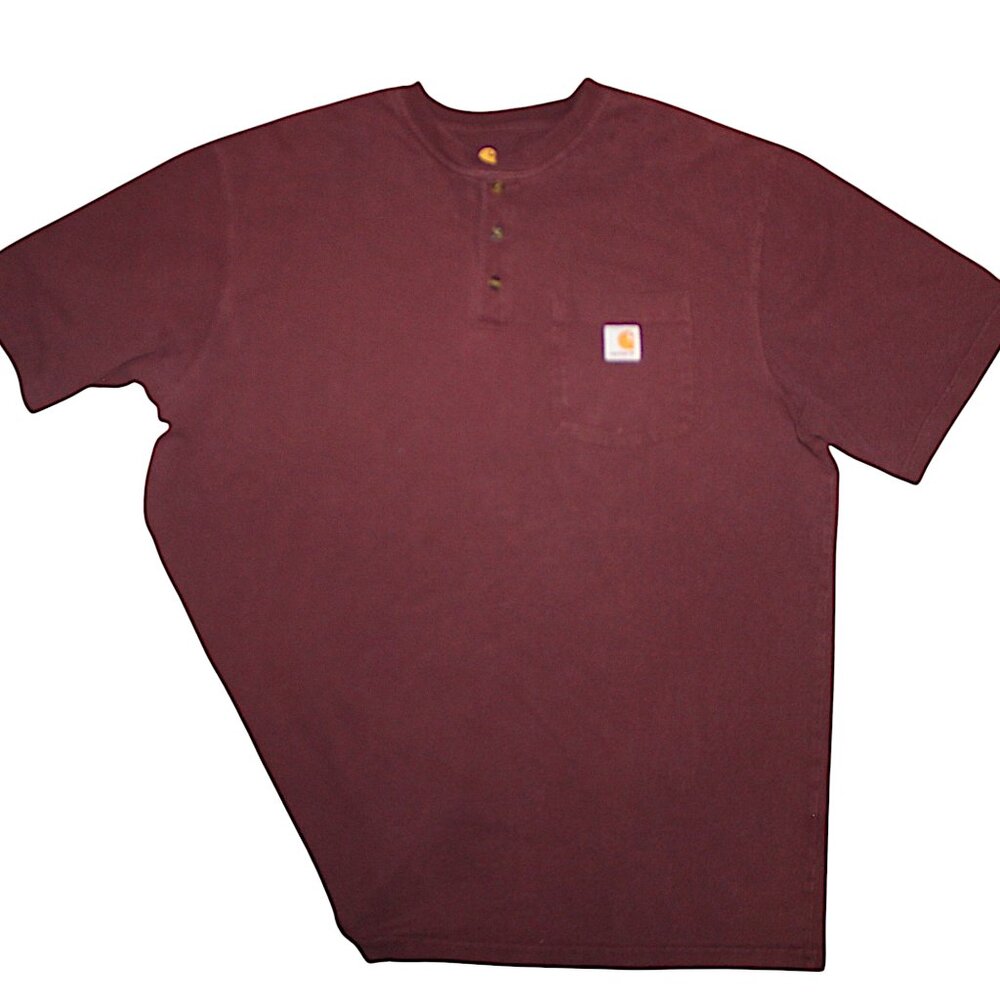 CARHARTT Henley Pocket T-Shirt Sz XL Original Fit Maroon Work Shirt Gorpcore Tee
